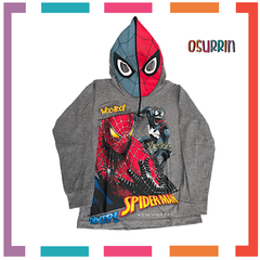 Remera de algodón con máscara y estampa de HOMBRE ARAÑA - SPIDERMAN. T4 al 14. - OSURRIN