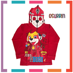 Remera de algodón con máscara y estampa de PAW PATROL - MARSHALL. T4 al 14.