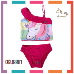 BIKINI LYCRA PREMIUM FULL PRINT CON VOLADOS UNICORNIO LOL FROZEN SIMONES PEPPA