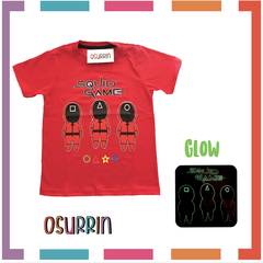Remera EL JUEGO DEL CALAMAR que BRILLA en la oscuridad 100% algodón peinado premium