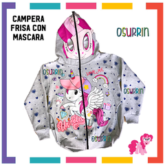¡PROMO! ¡Ultimos! Campera UNICORNIO doble frisa capucha con máscara y bolsillos. T4 al 12. en internet