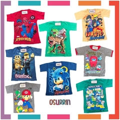 Remera algodón manga corta estampa clásica SUPER MARIO de personajes - comprar online