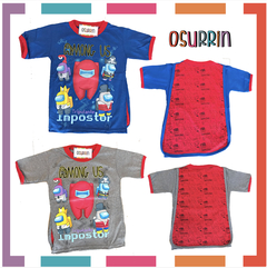 Remeras de algodón AMONG US con CAPA estampa. T4 al 12