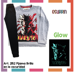 Pijama NARUTO estampa GLOW que BRILLA en la oscuridad 100% algodón peinado premium - OSURRIN