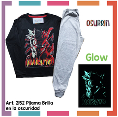 Pijama NARUTO estampa GLOW que BRILLA en la oscuridad 100% algodón peinado premium - tienda online