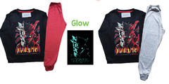 Pijama NARUTO estampa GLOW que BRILLA en la oscuridad 100% algodón peinado premium