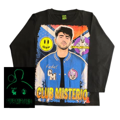 Remera ML CLUB MISTERIO Fede Vigevani GLOW que BRILLA en la oscuridad algodón - OSURRIN