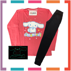 Pijama CINNAMOROLL estampa GLOW que BRILLA en la oscuridad 100% algodón peinado premium - comprar online