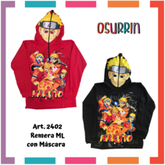 Remera de algodón con máscara y estampa de NARUTO. T4 al 14.