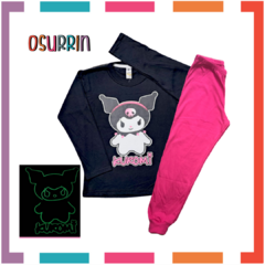 Pijama KUROMI estampa GLOW que BRILLA en la oscuridad 100% algodón peinado premium en internet