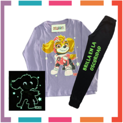 Pijama SKYE Patrulla Canina Paw Patrol estampa GLOW que BRILLA en la oscuridad 100% algodón peinado premium - comprar online