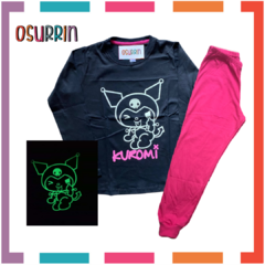 Pijama KUROMI estampa GLOW que BRILLA en la oscuridad 100% algodón peinado premium - comprar online