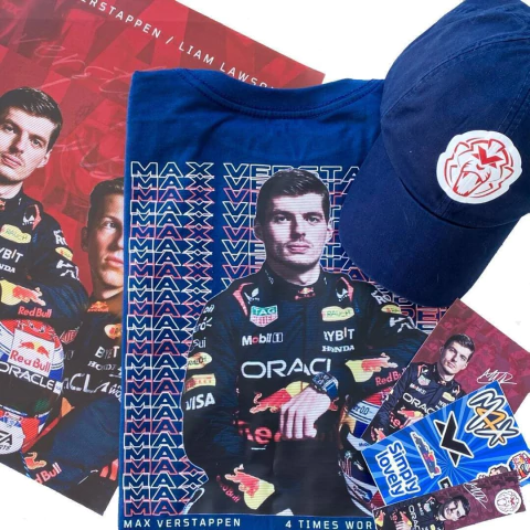 COMBO MAX VERSTAPPEN CAMISETA AZUL + BONÉ + BRINDES - comprar online