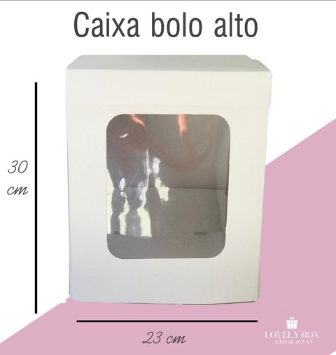 Caixa bolo alto 23x23x30 - lisa