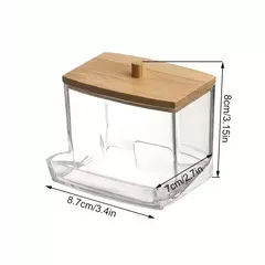 Organizador porta hisopos con tapa de bambú - comprar online