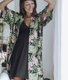 Kimono Flores NEGRO