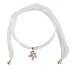 COLAR LENÇO SEDA FLOR MURANO