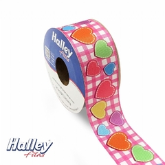 FITA HALLEY - CORAÇÕES COLORIDOS XADREZ