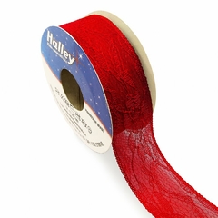 FITA DE RENDA COM ORGANZA HALLEY VERMELHA 25MM - METRO