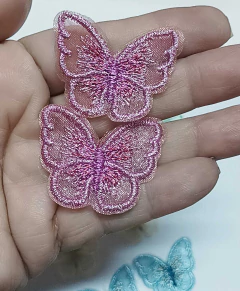 APLIQUE BORDADO BORBOLETA COM MIOLO 3,5 CM /2 UNIDADES - loja online