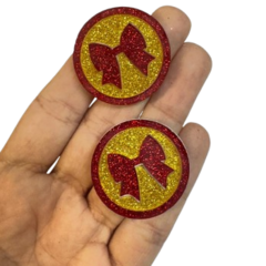 APLIQUE ACRÍLICO BOTTON LAÇO NATAL 3 X 2,5 cm/ 2 UNIDADES - comprar online