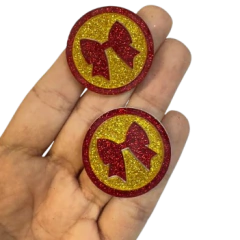 APLIQUE ACRÍLICO BOTTON LAÇO NATAL 3 X 2,5 cm/ 2 UNIDADES - comprar online