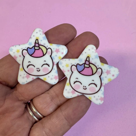 APLIQUE ACRÍLICO UNICÓRNIO BABY ESTRELA 4 X 4,5 cm. /2 UNIDADES - comprar online