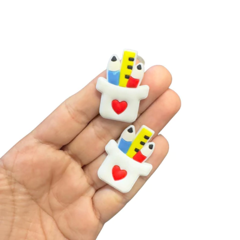 APLIQUE EMBORRACHADO PORTA-LÁPIS CORAÇÃO 3,2 x 3 cm. / 2 UNIDADES - comprar online