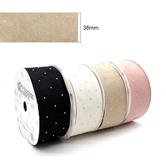 FITA SUEDE COM STRASS PRINCESS- 38MM/ METRO - Fitas da Teresa | Materiais para Laceiras - Apliques para Laços - Miçangas