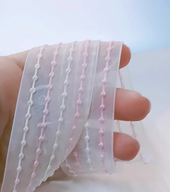 FITA IMPORTADA ORGANZA BORDADO PONTILHADO CANDY 38mm. /METRO - loja online