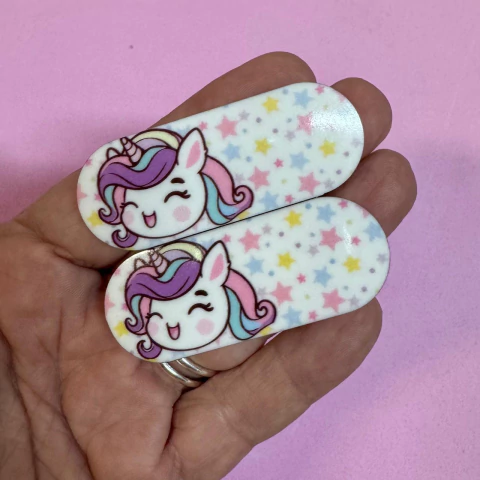 APLIQUE ACRÍLICO UNICÓRNIO PLAQUINHA ROSTO 6,5 X 3 cm. /2 UNIDADES - comprar online