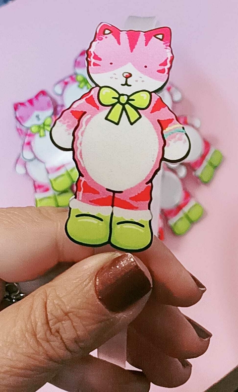 APLIQUE ACRÍLICO CURVADO BOBBIE GOODS GATINHA ROSA CORPO (7cm.) / 2 UNIDADES - comprar online