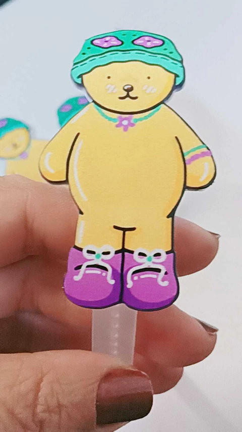 APLIQUE ACRÍLICO CURVADO BOBBIE GOODS URSINHA TOUCA VERDE (CORPO 7 cm. / 2 UNIDADES - comprar online