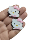 APLIQUE ACRÍLICO HELLO KITTY COM LACINHO ROSA - 2 UNIDADES