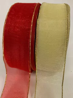 FITA ORGANZA COM BORDA DOURADA 38MM / N9 - METRO - comprar online