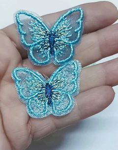 APLIQUE BORDADO BORBOLETA COM MIOLO 3,5 CM /2 UNIDADES