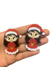 APLIQUE ACRÍLICO MENINA VESTIDO VERMELHO NATAL - 2 UNIDADES