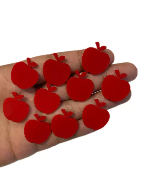 APLIQUE ACRÍLICO MAÇÃ ( BRANCA DE NEVE) - 10 UNIDADE