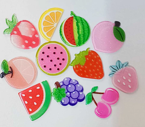 APLIQUE ACRÍLICO FRUTINHAS 3 x 3.5/PAR
