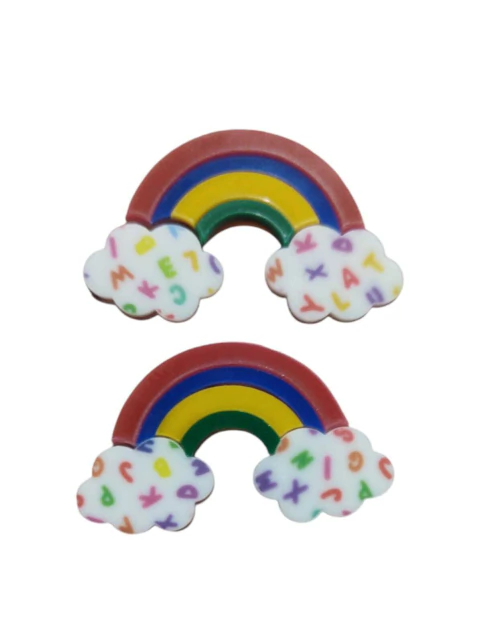 APLIQUE ACRÍLICO VOLTA ÀS AULAS ARCO ÍRIS NUVEM COM LETRAS - 2 UNIDADES