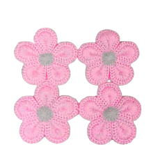 APLIQUE FLOR DE BORDADA 5 PÉTALAS 30 mm. PRINCESS - 4 UNIDADES - Fitas da Teresa | Materiais para Laceiras - Apliques para Laços - Miçangas
