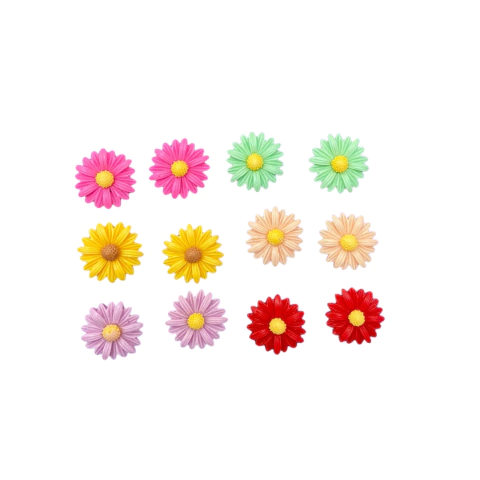 APLIQUE MARGARIDA DE RESINA 2CM - 3 PARES SORTIDOS ( 6 UNIDADES )