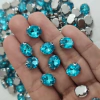 CHATON ENGRAMPADO OVAL TURQUESA 8X10MM - 10 UNIDADES