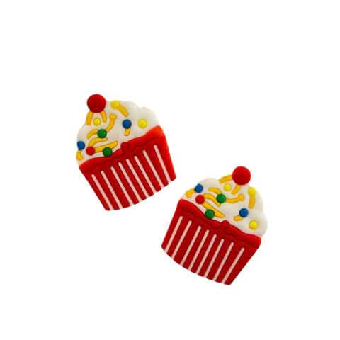 APLIQUE EMBORRACHADO CUPCAKE G VERMELHO - 2 UNIDADES