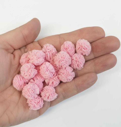 POMPOM DE MALHA 1,5 cm. COR ROSA MÉDIO/10 unidades - comprar online