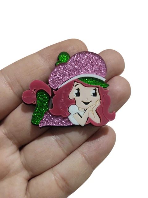 APLIQUE ACRÍLICO MENINA MORANGUINHO CORPINHO G - 2 UNIDADES