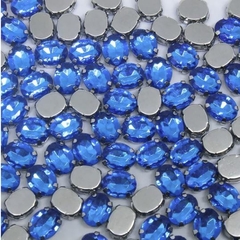 CHATON ENGRAMPADO NIQUEL OVAL 8X10MM EM ACRÍLICO AZUL ROYAL - 10 UNIDADES