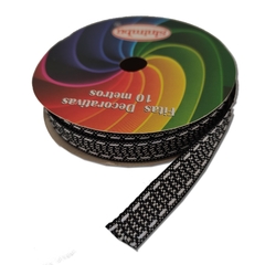 FITA SINIMBU PESPONTADA TEXTURA - PRETO COM BRANCO - comprar online