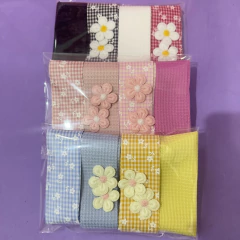 Pré-venda Mini Box flores Puff + fita crochê - Fitas da Teresa | Materiais para Laceiras - Apliques para Laços - Miçangas