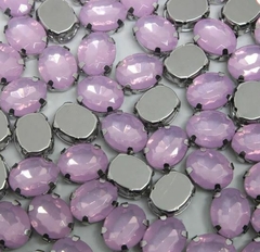 CHATON ENGRAMPADO OVAL LILAS 8MMX 10MM - ACRILICO / 5 PEÇAS
